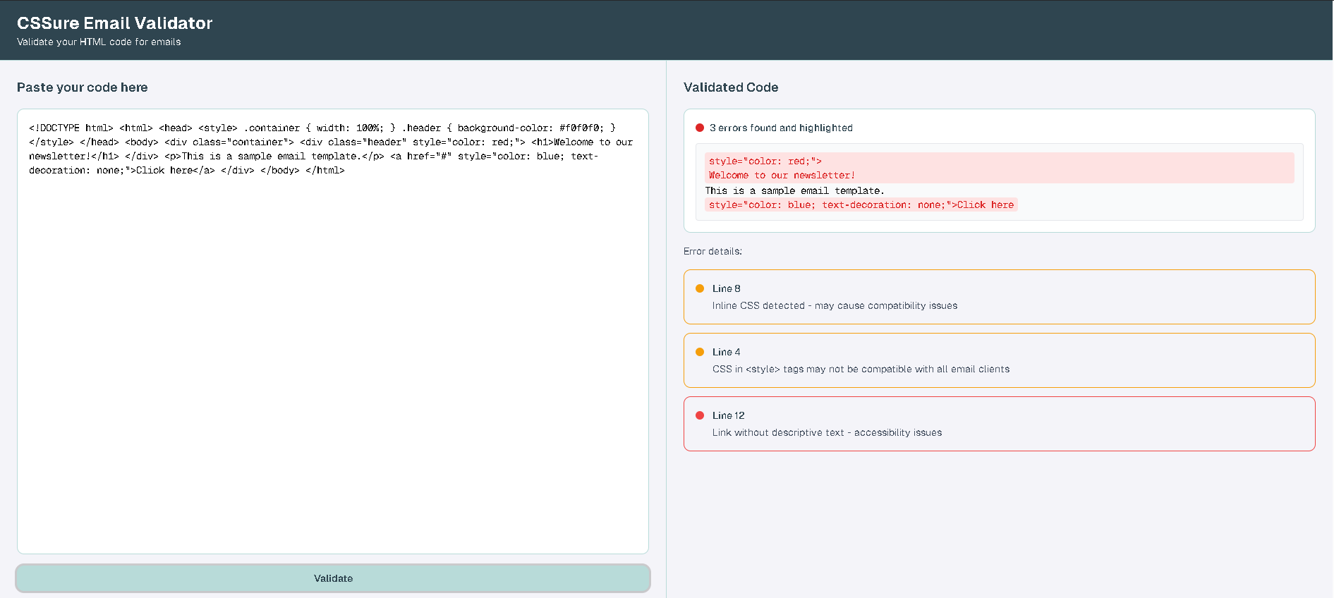 Email with validation